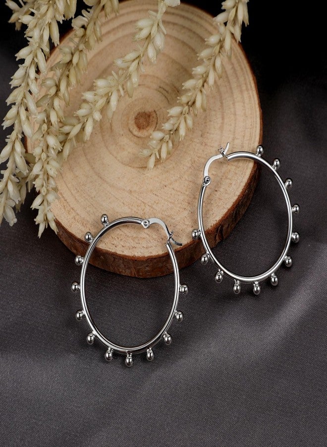 VIROMY Silver Earrings for Women Trendy Dainty Silver Hoop Earrings for Women Lightweight Open Chunky Silver Hoops Earrings - Image 4